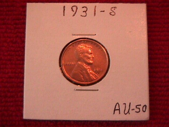 Lincoln Penny Copper 1931-S Almost Uncirculated 50 Condition