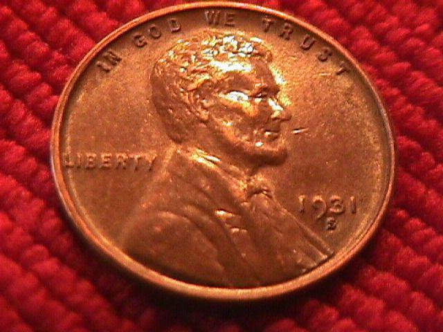 Lincoln Penny Copper 1931-S Almost Uncirculated 50 Condition