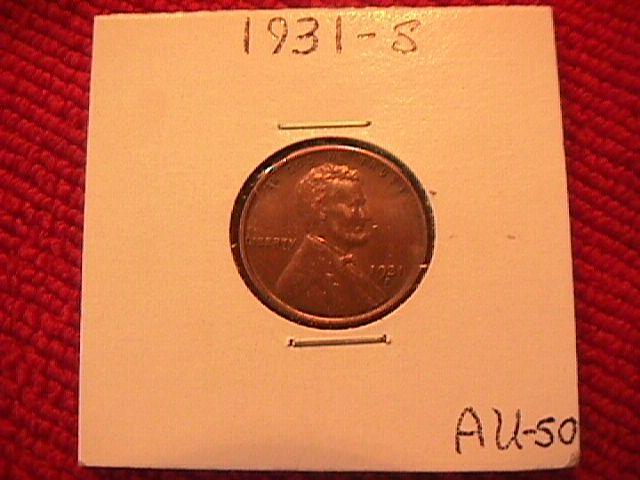 Lincoln Penny Copper 1931-S Almost Uncirculated 50 Condition