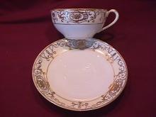 Noritake China-Nippon-(White & Gold) Cup & Saucer Style #2