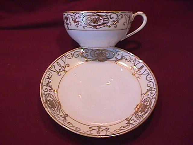 Noritake China-Nippon-(White & Gold) Cup & Saucer Style #2