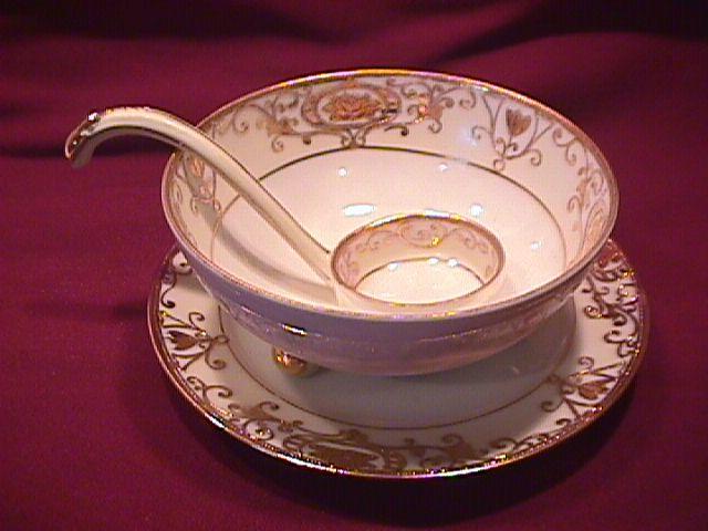 Noritake China-Nippon- (White & Gold) (RARE) = 3-Piece Whip Cream Set