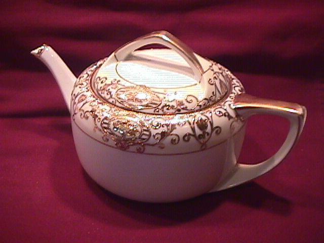 Noritake China-Nippon- (White & Gold) Rare-Tea Pot Style #1