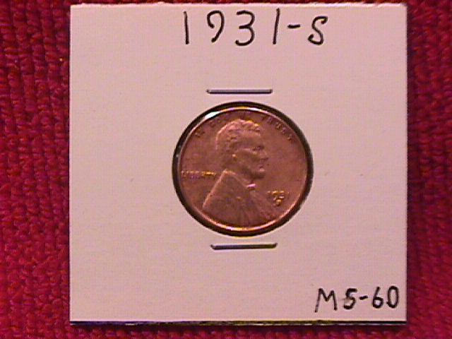 Lincoln Copper Penny 1931-S Mint State #60