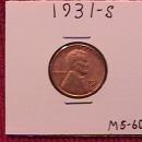 Lincoln Copper Penny 1931-S Mint State #60