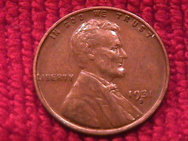 Lincoln Copper Penny 1931-S Almost Uncirculated #50