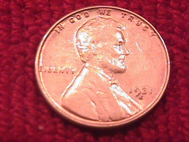 Lincoln Copper Penny 1931-S Almost Uncirculated #50