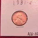 Lincoln Copper Penny 1931-S Almost Uncirculated #50