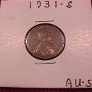 Lincoln Copper Penny 1931-S Almost Uncirculated #50