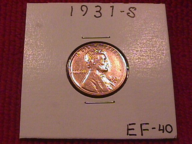 Lincoln Copper Penny 1931-S Extremely Fine #40