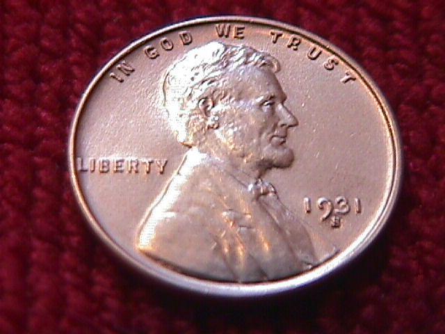 LINCOLN COPPER CENT 1931 S FULL RED MINT CONDITION