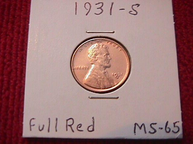 LINCOLN COPPER CENT 1931 S FULL RED MINT CONDITION