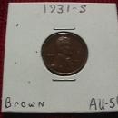 LINCOLN COPPER CENT 1931 S Almost Uncirculated #50