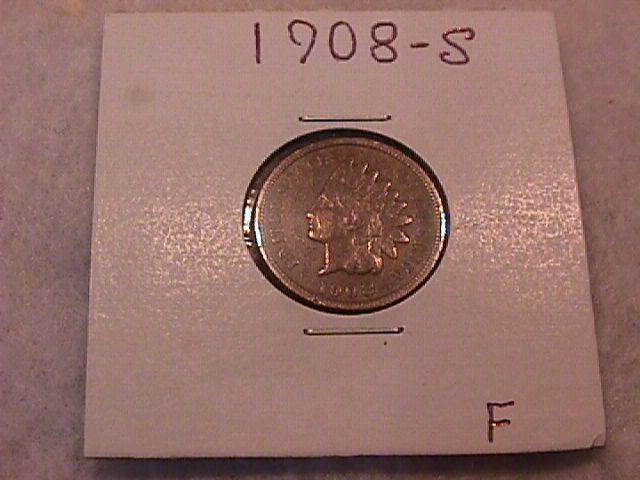 INDIAN HEAD Copper ONE CENT 1908-S Fine Condition