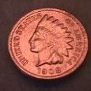 INDIAN HEAD Copper ONE CENT 1908-S Very Fine Condition