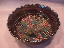 Fenton Carnival Glass (Grape & Cable) Nut Bowl-Blue