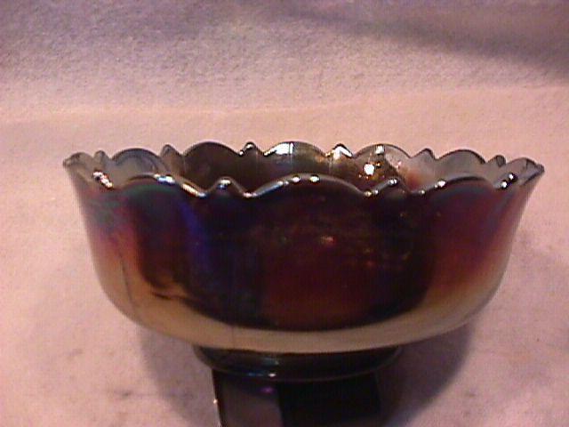 Fenton Carnival Glass (Grape & Cable) Nut Bowl-Blue