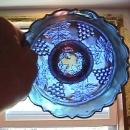 Fenton Carnival Glass (Grape & Cable) Nut Bowl-Blue