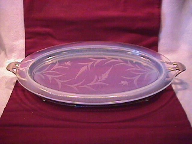 Rare= Fry Oven Glass Platter & Stand