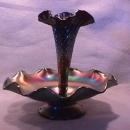 Dugan Carnival Glass (Fishnet Epergne) in Amethyst
