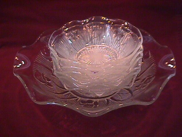 Jeanette Glass Co. Depression (Iris & Herringbone) Crystal Berry Set