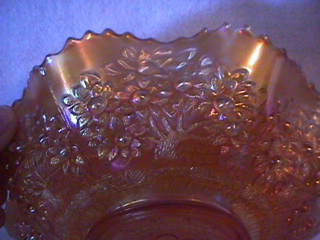Fenton Carnival Glass (Cherry Chain Variant) Bowl-Marigold