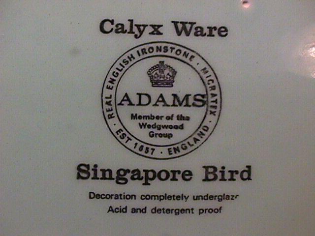Adams Calyx Ware (Singapore Bird) Ovoid 8-Sided Vegetable
