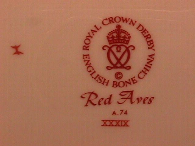 Royal Crown Derby Bone China (Red Aves A.74) Salad/ Lunch Plate