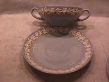 Wedgwood China Embossed (Queensware) Cream Soup & Saucer