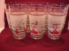 Set of 7=Christmas Glass Tumblers