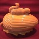 Caramel Slag Glass (Squirrel on Acorn) Covered Dish