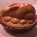 Chocolate Glass Westmoreland Rabbit on Nest Dish