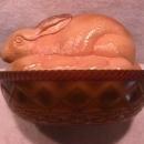 Chocolate Glass Westmoreland Rabbit on Nest Dish