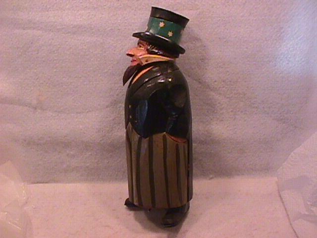 Black Forest Hand Carved Wood Liquor Caddy & Music Box (Abraham Lincoln)