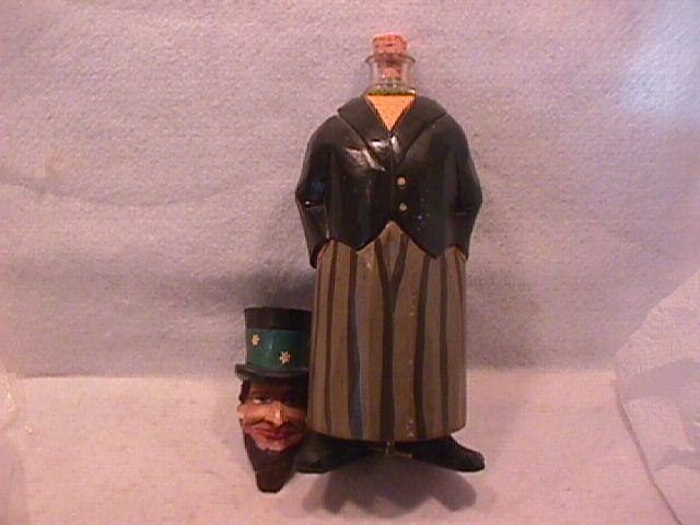 Black Forest Hand Carved Wood Liquor Caddy & Music Box (Abraham Lincoln)
