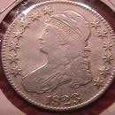 CAPPED BUST LIBERTY SILVER HALF DOLLAR 1823 BROKEN 3 CHOICE VERY FINE