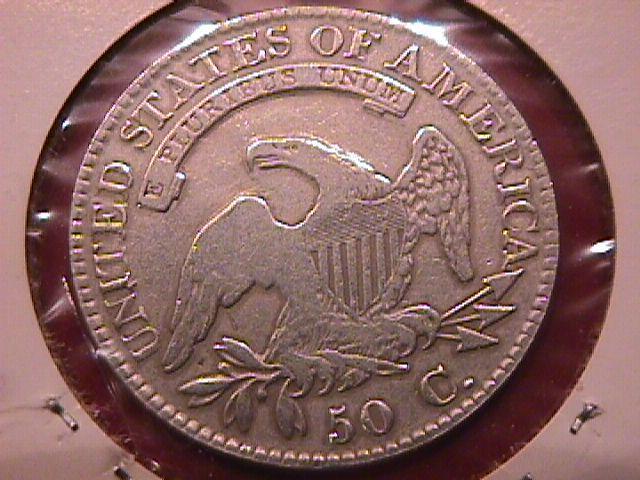 CAPPED BUST LIBERTY SILVER HALF DOLLAR 1823 BROKEN 3 CHOICE VERY FINE