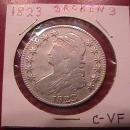 CAPPED BUST LIBERTY SILVER HALF DOLLAR 1823 BROKEN 3 CHOICE VERY FINE