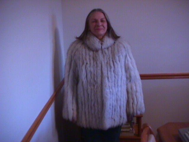 Luxury Norwegian Blue Fox Fur Coat- L