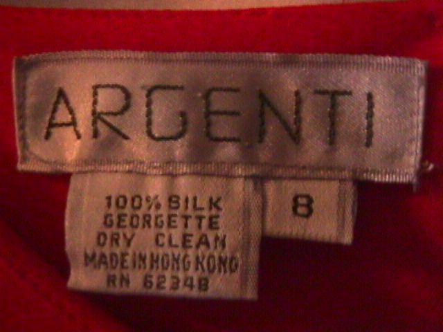 100% Red Silk Georgette Holiday Dress By Argenti-8