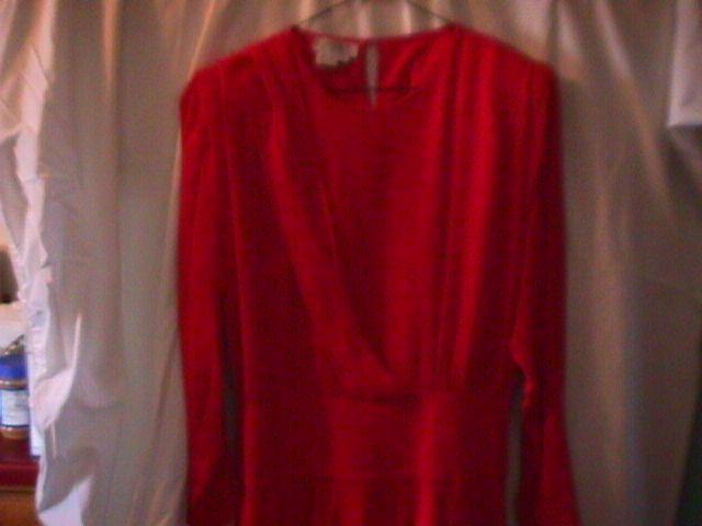 100% Red Silk Georgette Holiday Dress By Argenti-8