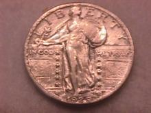 SILVER STANDING LIBERTY QUARTER 1929 CHOICE VERY FINE
