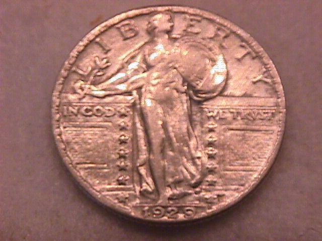 SILVER STANDING LIBERTY QUARTER 1929 CHOICE VERY FINE