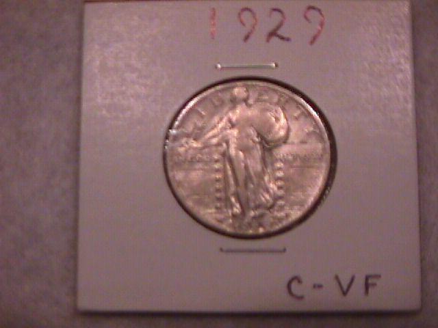 SILVER STANDING LIBERTY QUARTER 1929 CHOICE VERY FINE