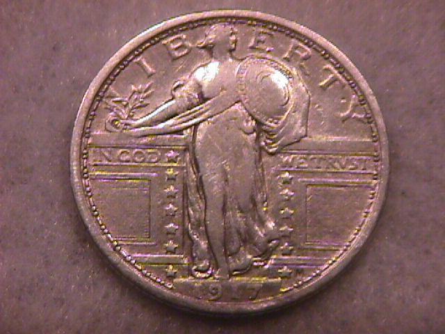 SILVER STANDING LIBERTY QUARTER 1917 Variety # 1 CHOICE VERY FINE