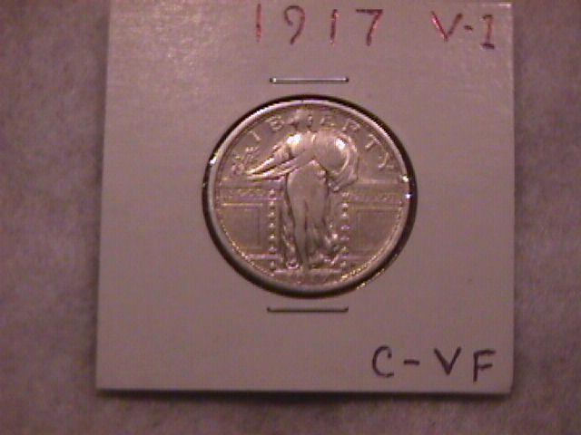 SILVER STANDING LIBERTY QUARTER 1917 Variety # 1 CHOICE VERY FINE
