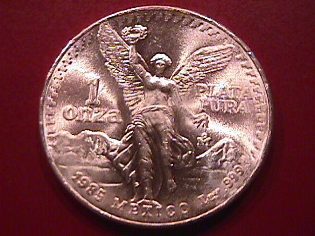 ESTADOS UNIDOS MEXICANOS 1985-1 ONZA PLATA PURA STERLING BULLION ROUND