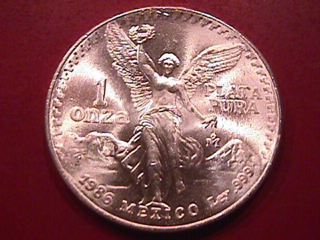 ESTADOS UNIDOS MEXICANOS 1986-1 ONZA PLATA PURA STERLING BULLION ROUND