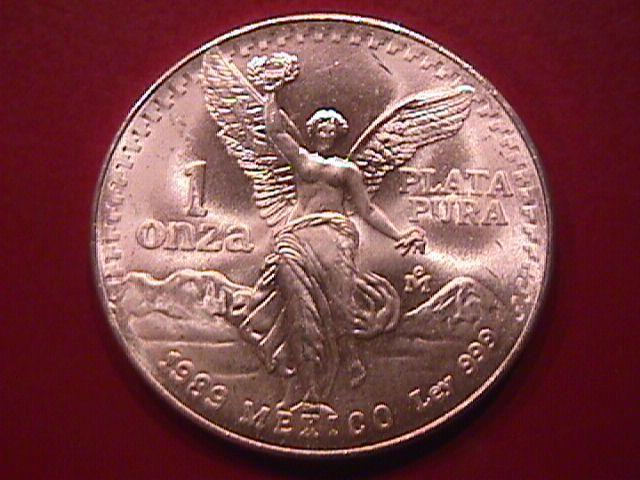 ESTADOS UNIDOS MEXICANOS 1989-1 ONZA PLATA PURA STERLING BULLION ROUND