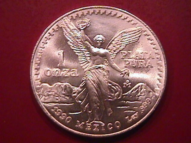 ESTADOS UNIDOS MEXICANOS 1990-1 ONZA PLATA PURA STERLING BULLION ROUND